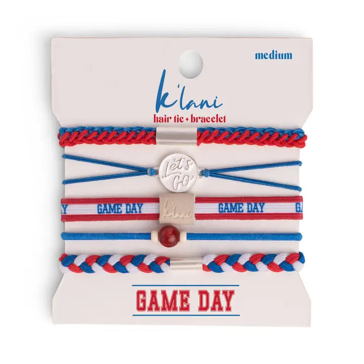 Game Day Red Blue White Hair Tie Bracelet