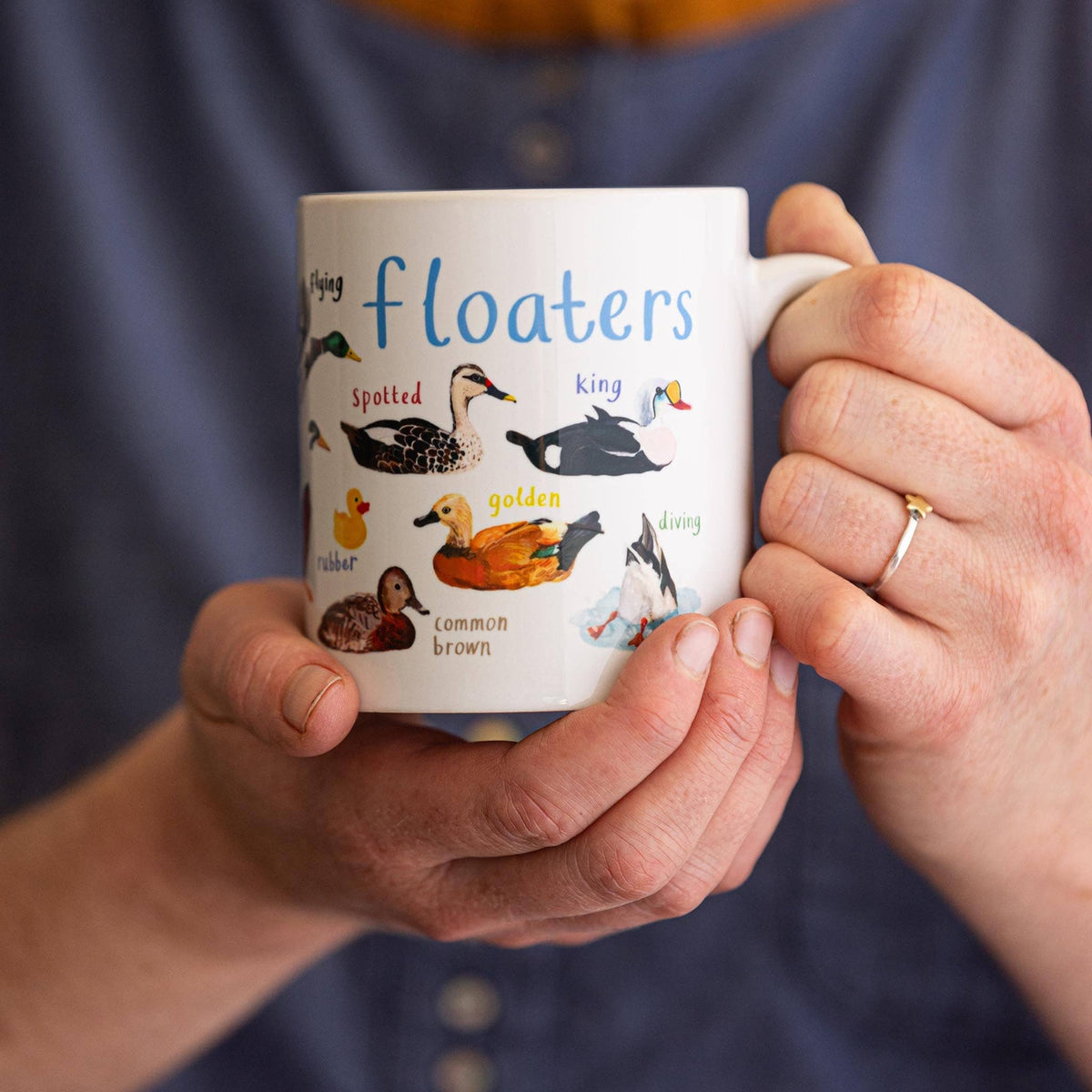 Floaters Ceramic Bird Pun Mug