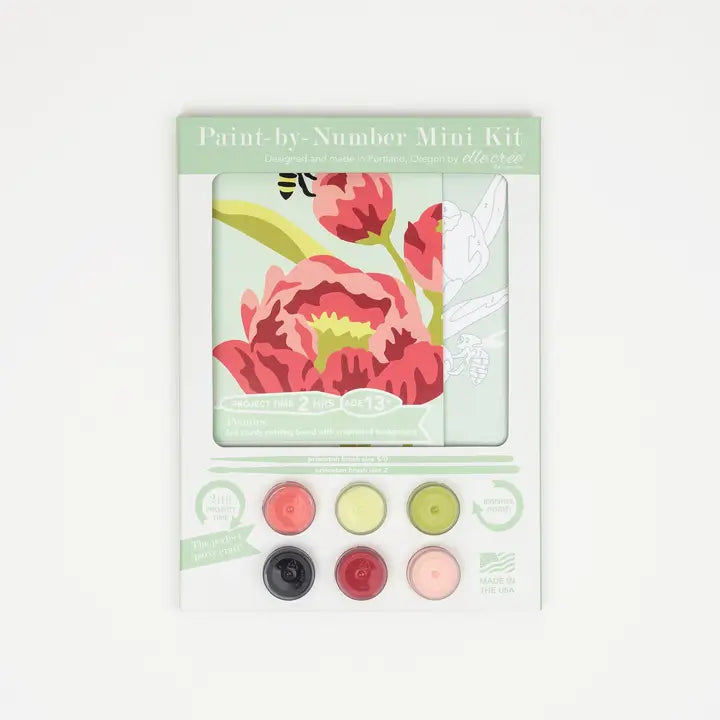 Peonies Mini Paint by Number Kit