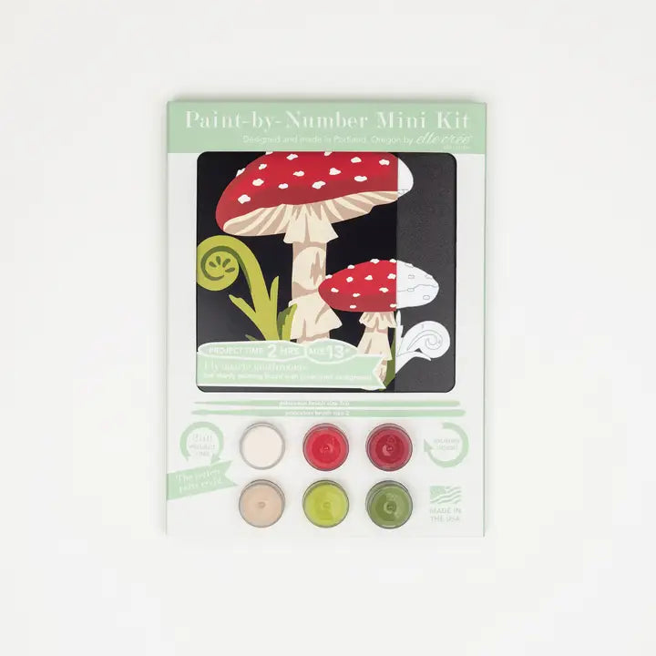Fly Agaric Mushrooms Mini Paint by Number Kit