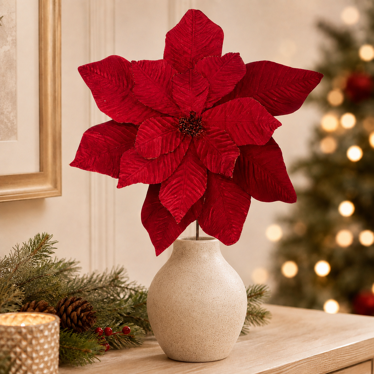 XLarge Velvet Poinsettia