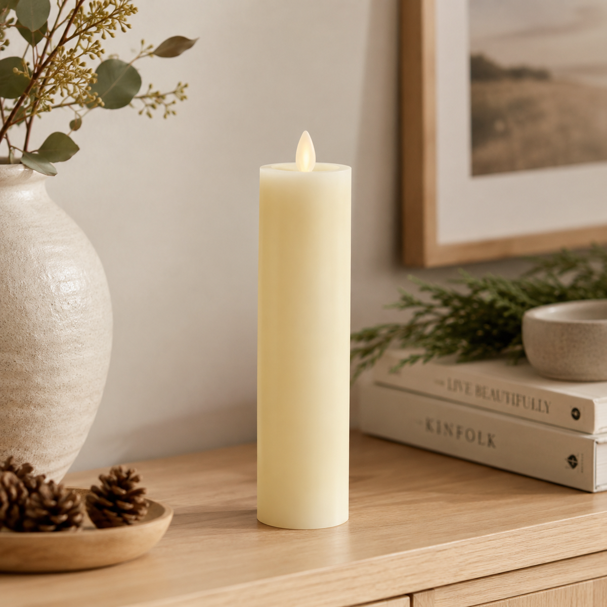 8" Slim Pillar Indoor Luminara LED Candle