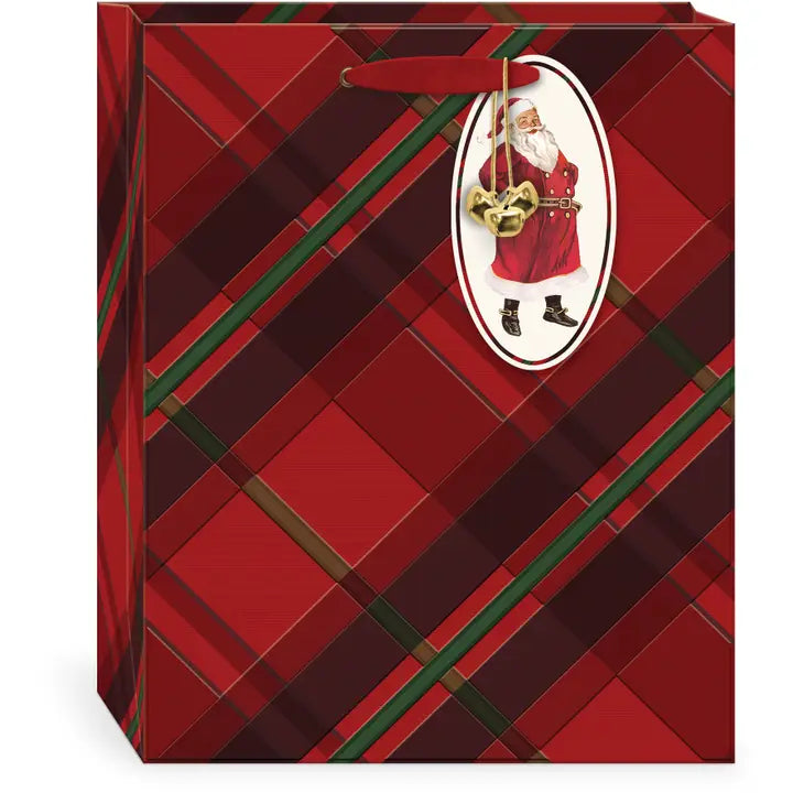 Heirloom Christmas Red Plaid Large Vertical Giftbag