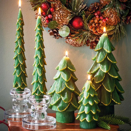 Christmas Gilded Pine Tree Candle