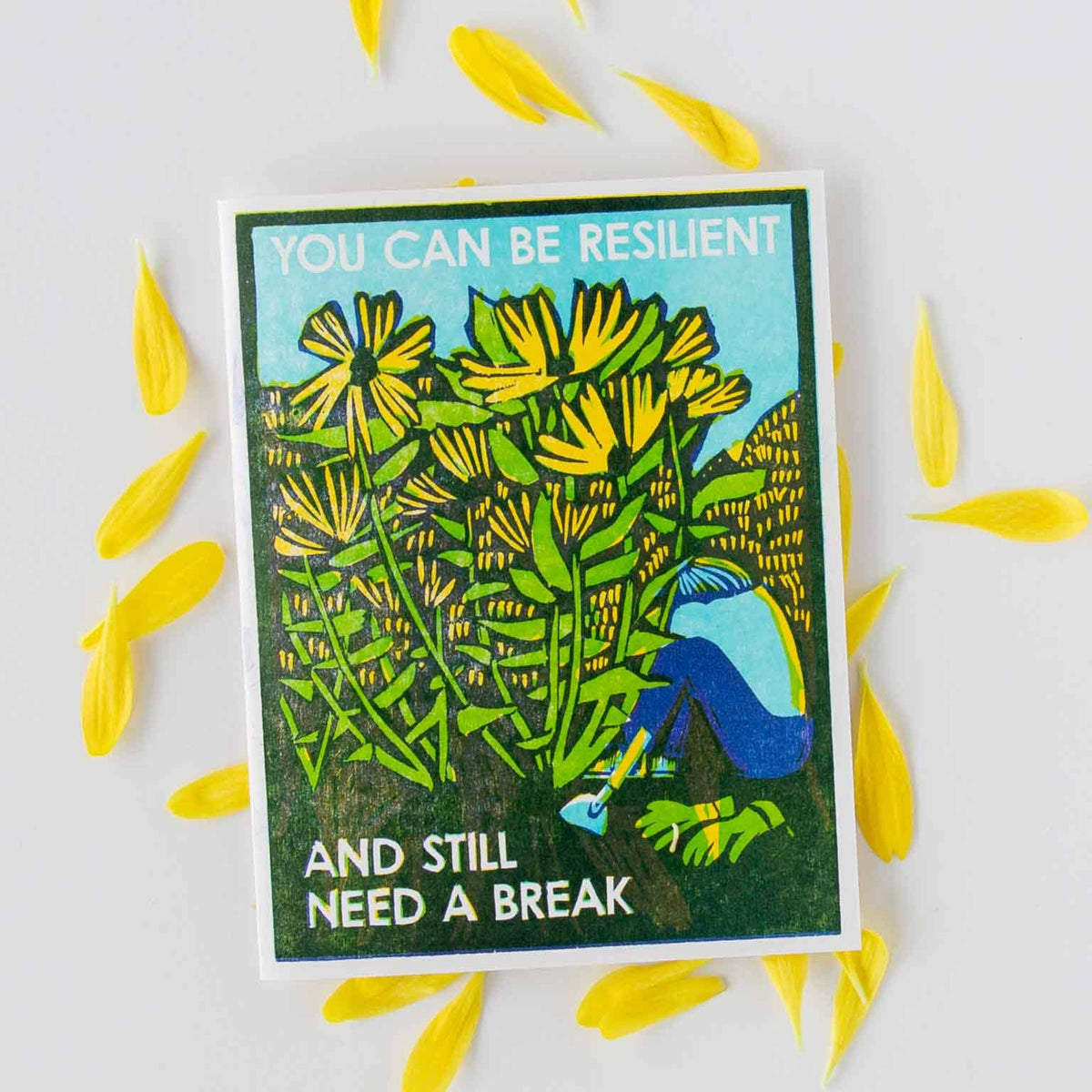 Resilient and Resting Letterpress Encouragement Card