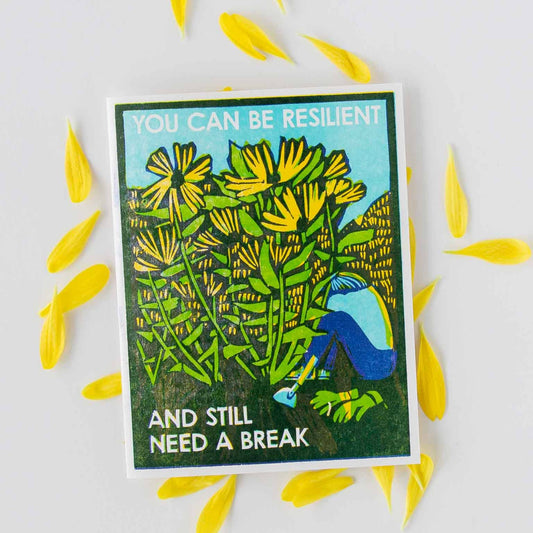 Resilient and Resting Letterpress Encouragement Card