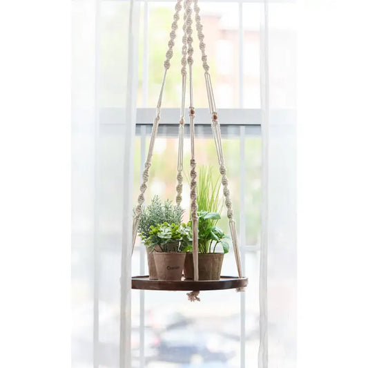 Macrame 36" Wooden Shelf Hanger