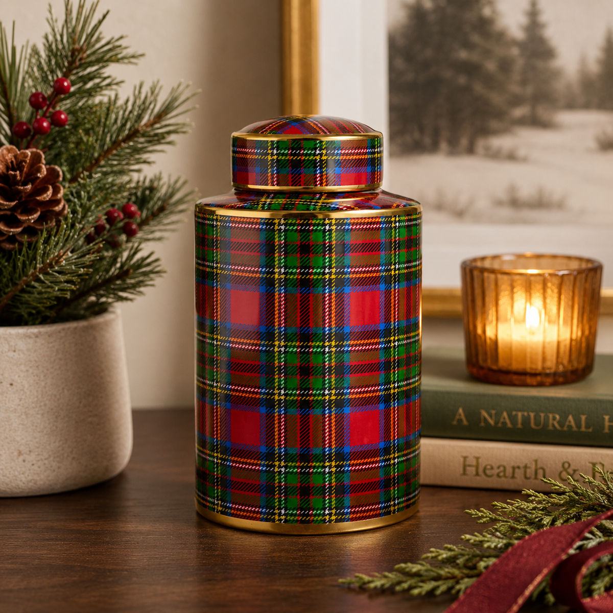 Tartan Plaid Decorative Jar