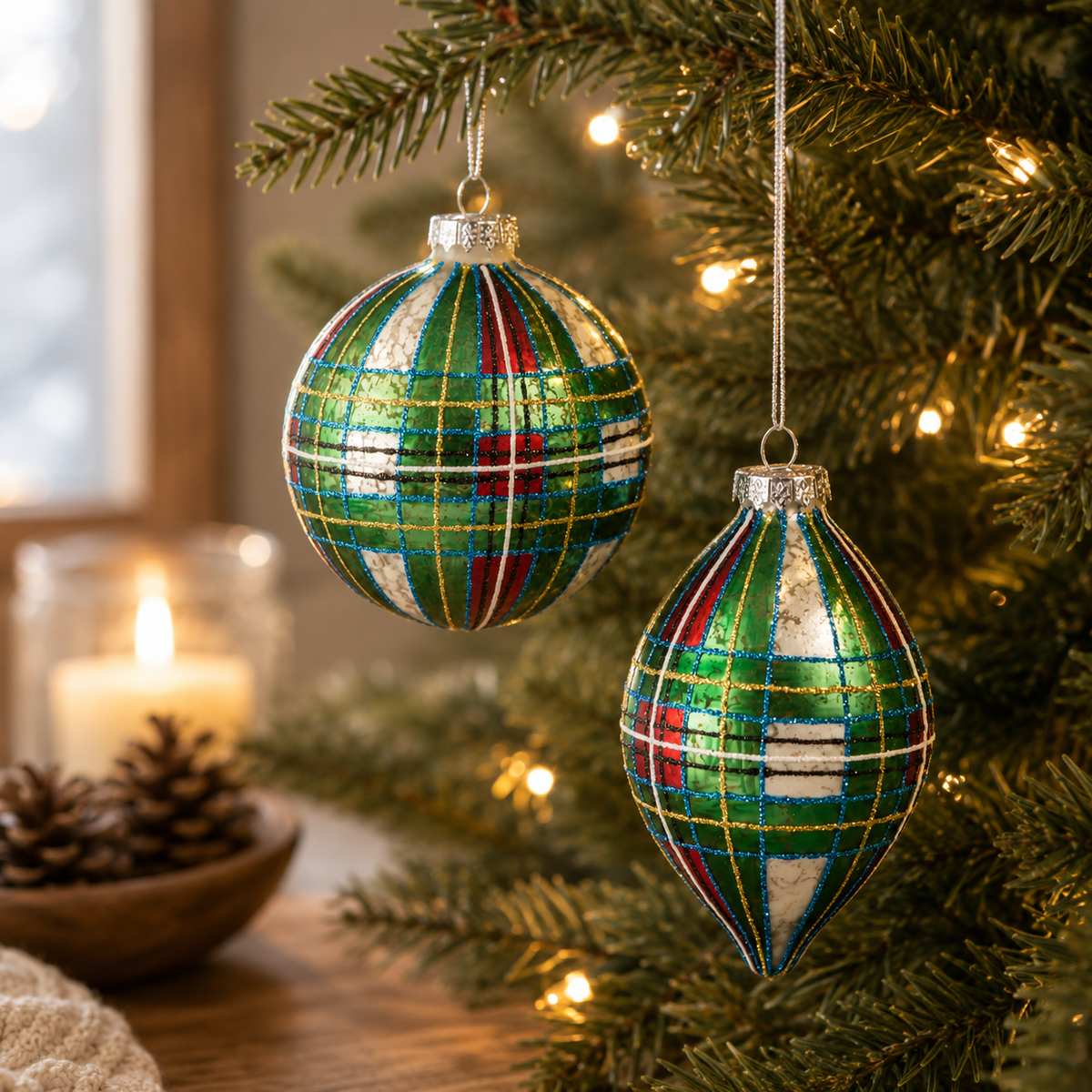 4" Green Tartan Plaid Ornament