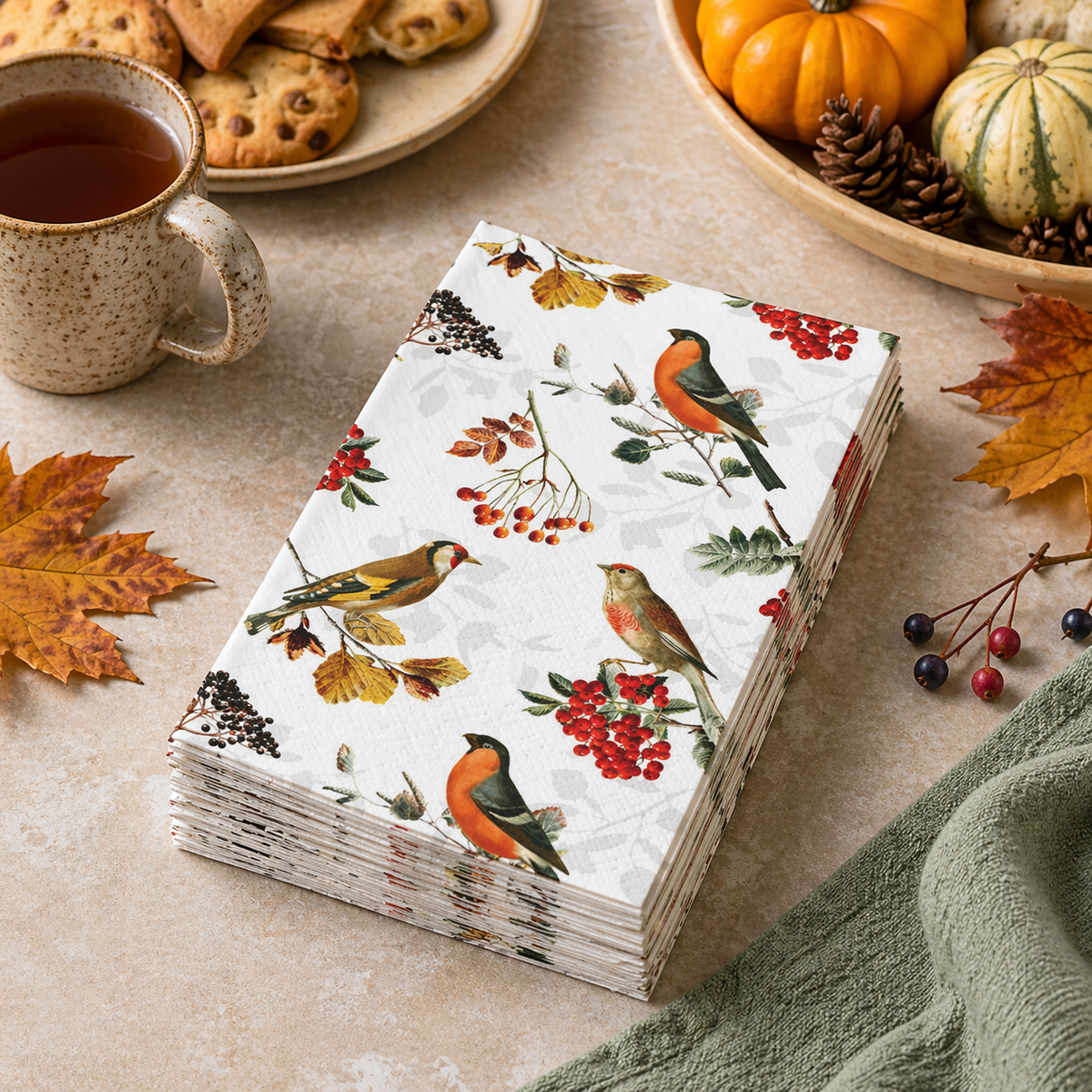 Autumn Birds Guest Towels