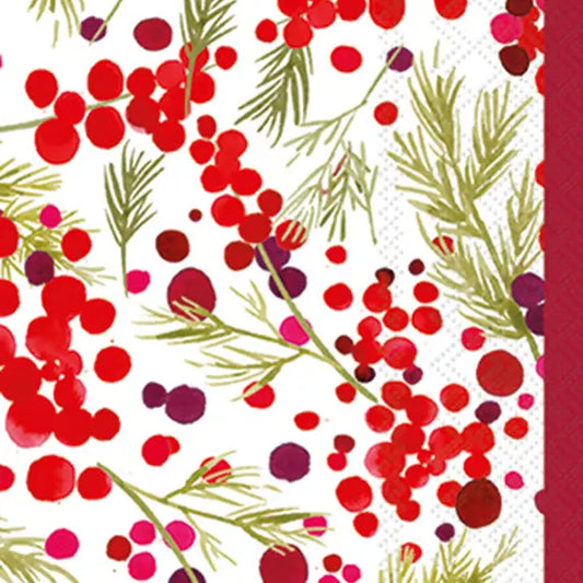 "Merry Berries Christmas Decorative Paper Napkins Pack of 16  "