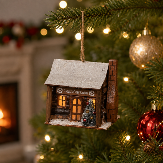 Claus's Cozy Cabin Lighted Ornament
