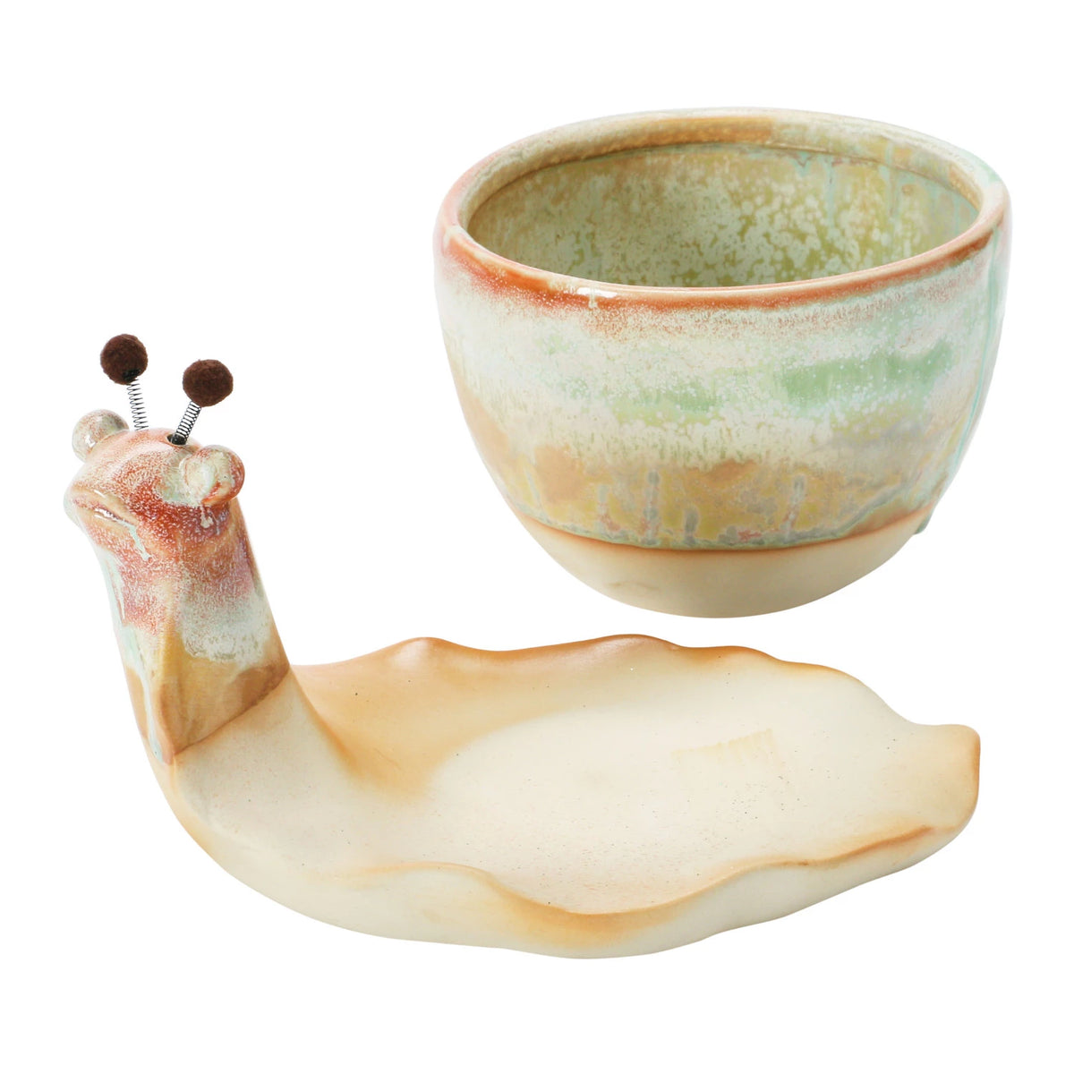 Stoneware Snail Planter with Glaze