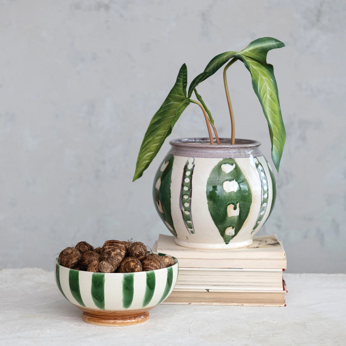 Hand Painted Stoneware Planter