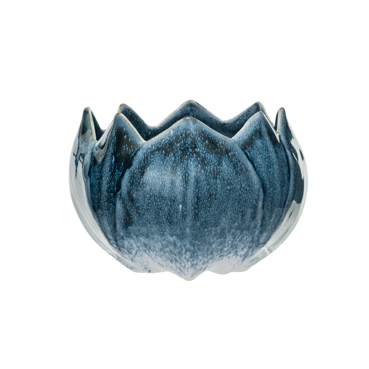Navy Stoneware Flower Shaped Planter