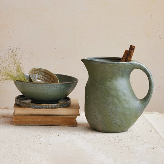 Matte Teal Quart Stoneware Pitcher
