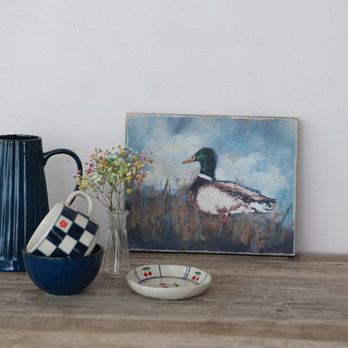 Canvas Wall Décor w/ Duck Image, Distressed Finish