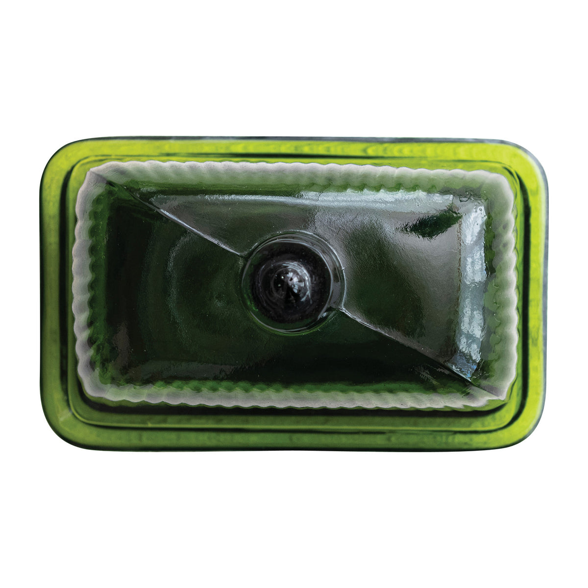 6-1/2"L x 4"W x 4-3/4"H Pressed Ribbed Glass Butter Dish