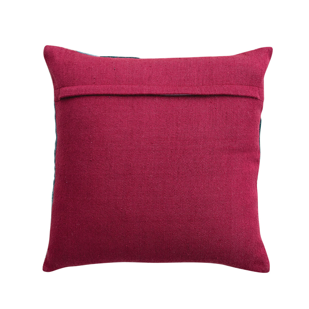 20" Square Hand-Woven Fabric Indoor/Outdoor Pillow with Embroidery