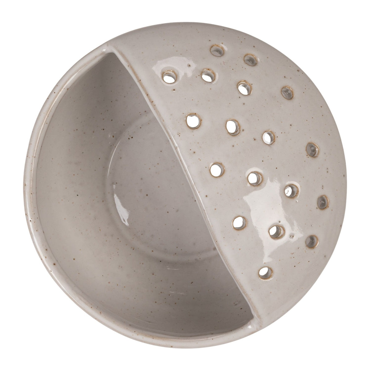 6-3/4" Round x 4"H Stoneware Strainer Bowl, White