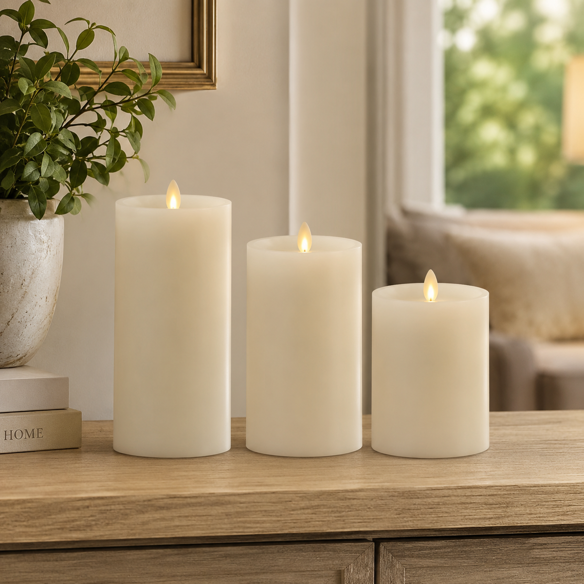 Pearl Ivory Recessed Wax Luminara Pillar Candles