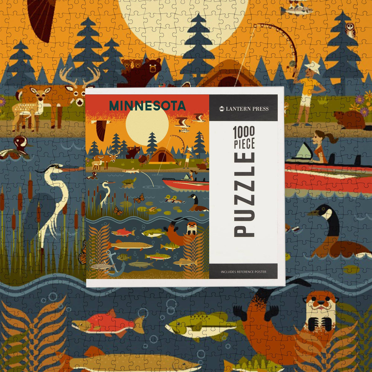 1000 PIECE PUZZLE Minnesota, Geometric, Lake & River