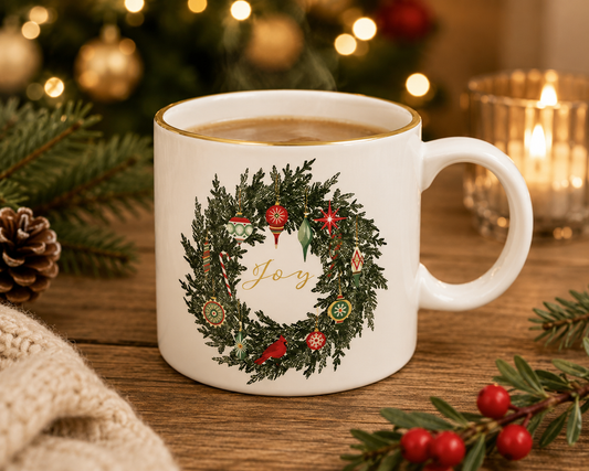 Mug Ceramic Vintage Wreath