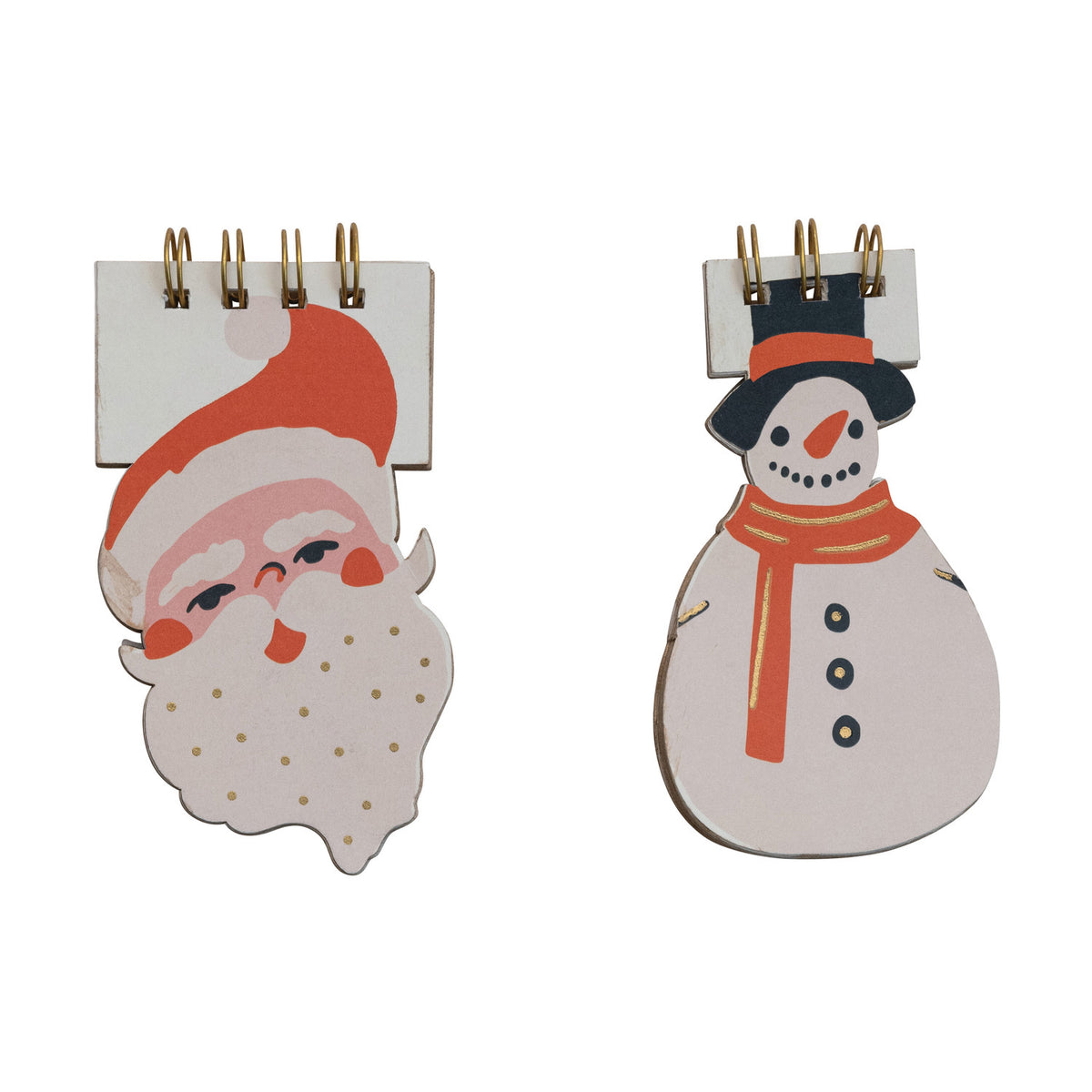 Handmade Diecut Santa/Snowman Shaped Spiral Notebook
