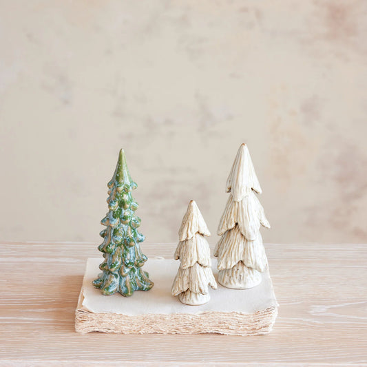 Stoneware Tree, Reactive Glaze, Blue & Green
