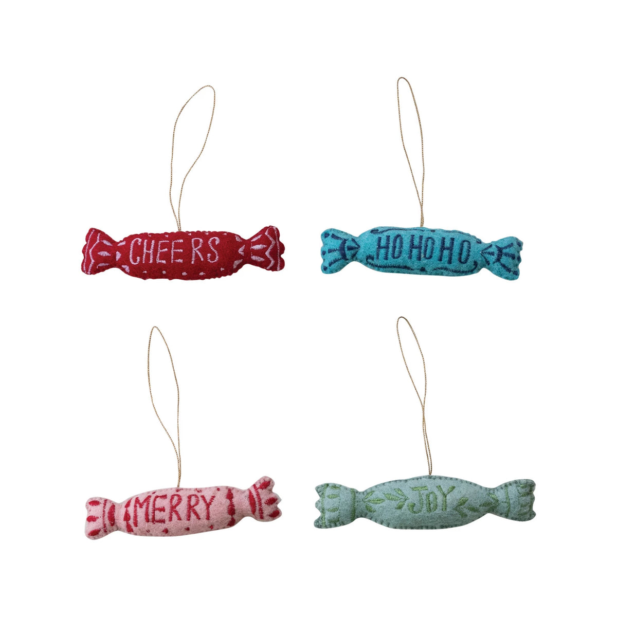Handmade Wool Felt Candy Shaped Ornament with Embroidery