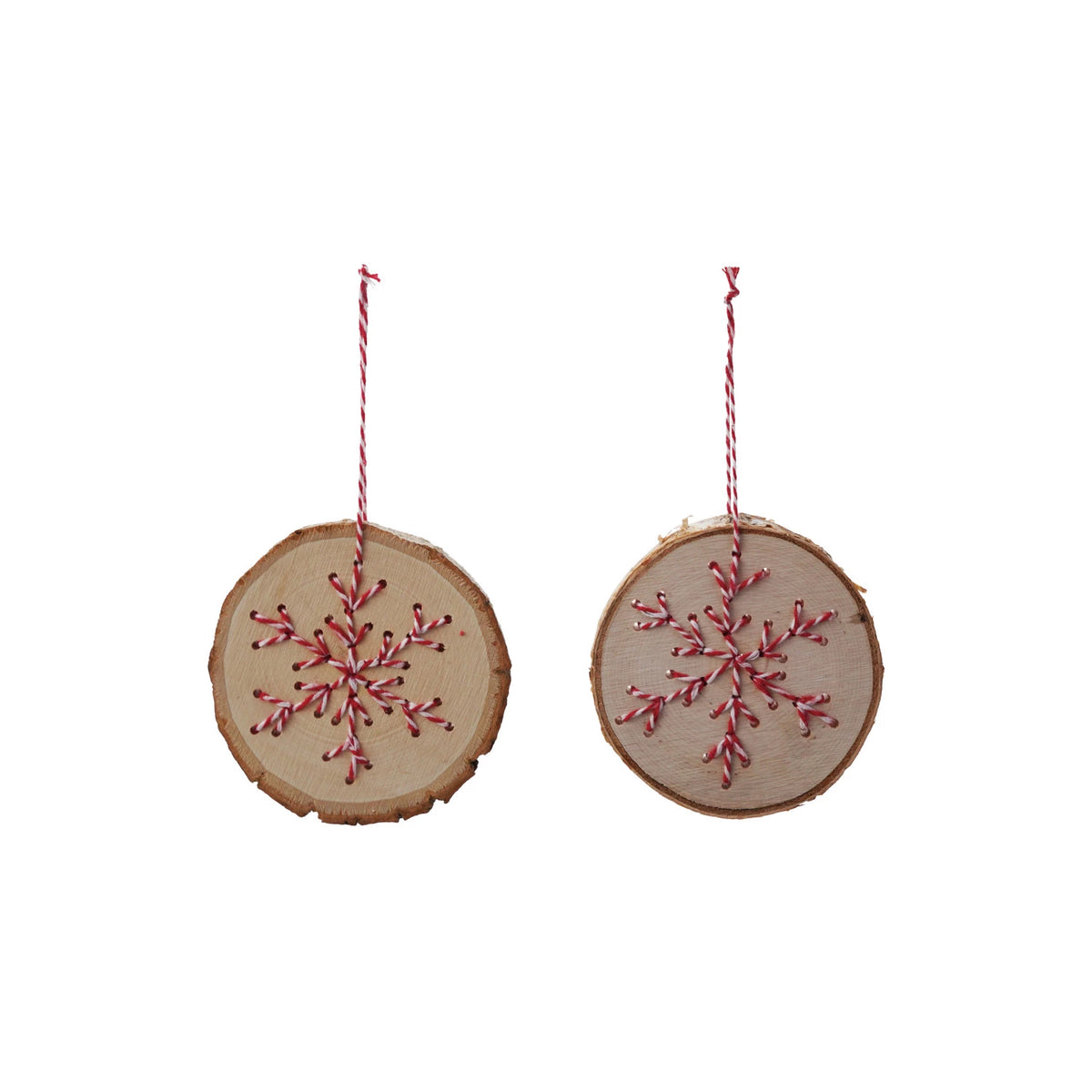 Wood Slice Ornament with Snowflake