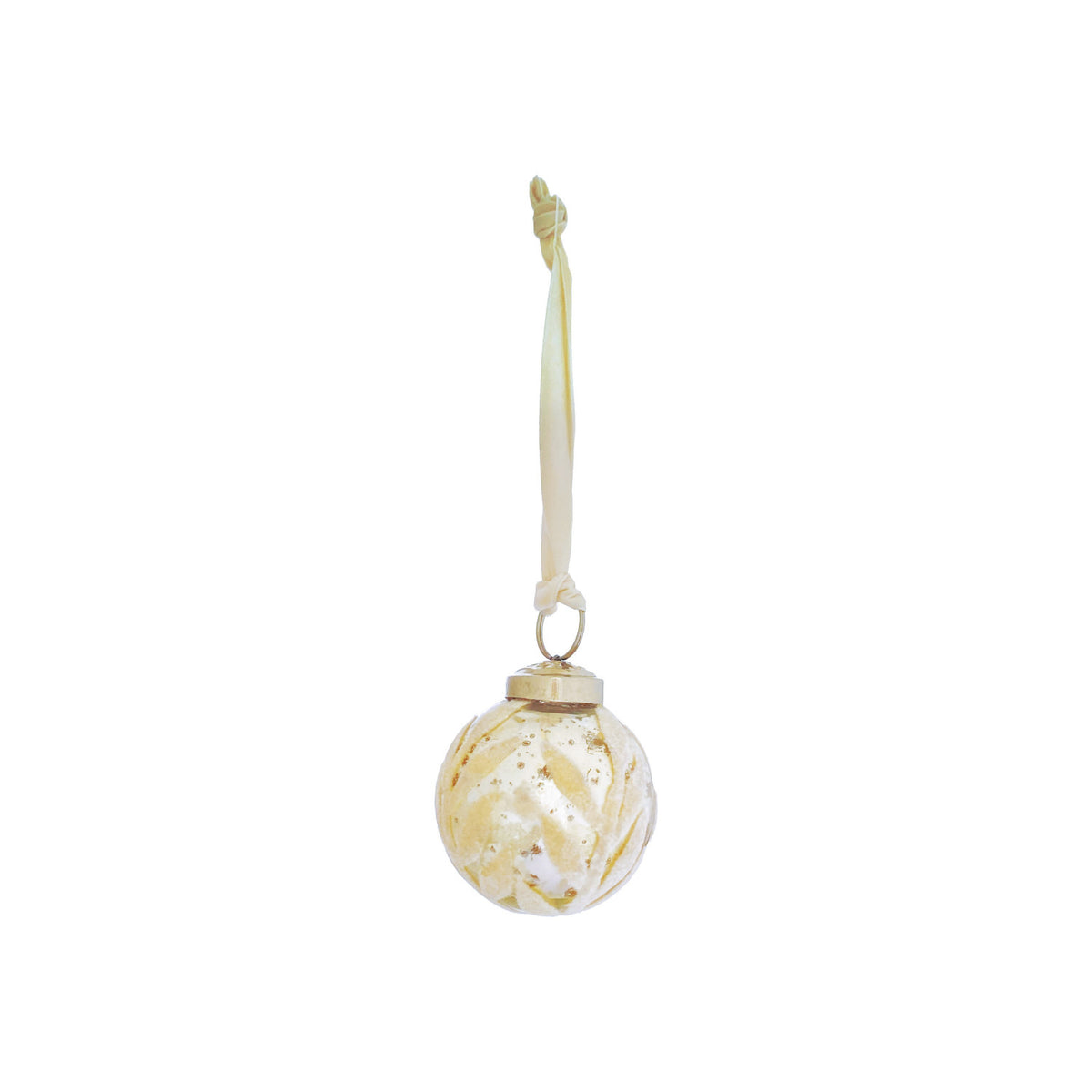 Ornament with Flocked Pattern & Velvet Ribbon Hanger