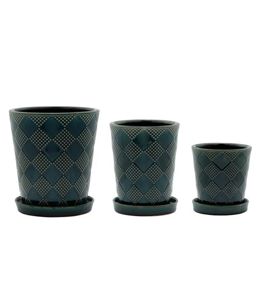 Emerald Green Vase with Saucer