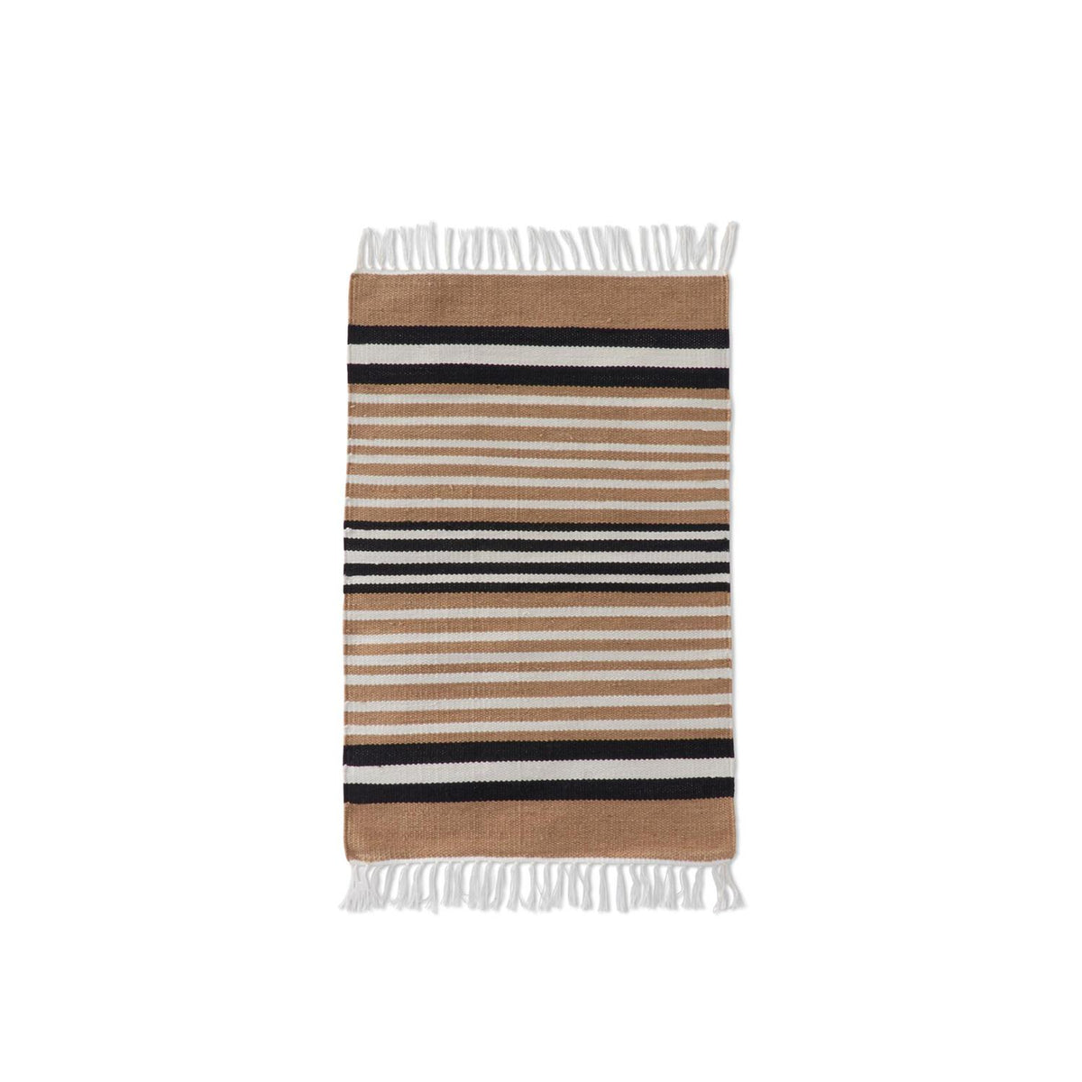 Cream Tan & Black Striped Rug
