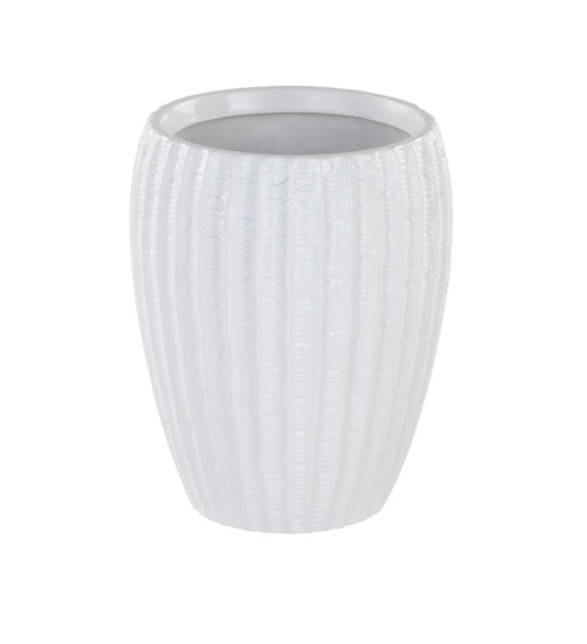 White Ribbed Vase