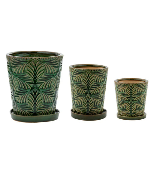 Green Leaf Planter w/ Saucer